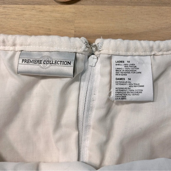 Vintage Linen Pale Pink Midi Skirt with Ruffle Hem + Adjustable Waist - Picture 5 of 6